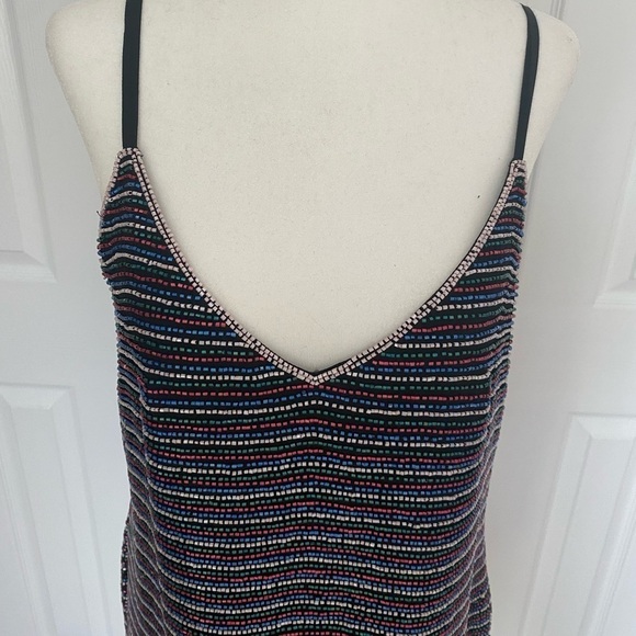 NWT- Karina Grimaldi- Colorful Beaded Mini Slip Dress - Picture 8 of 9